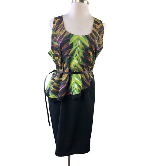 ✨Host Pick✨ Lane Bryant Botanical Print Side Peplum Dress Belted Plus Size - Picture 4 of 6